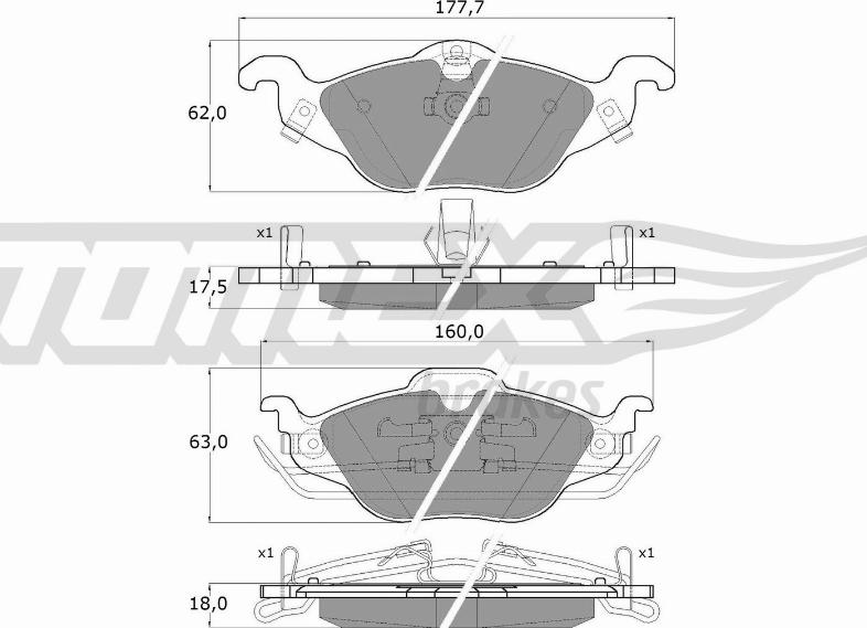 TOMEX brakes TX 12-21 - Brake Pad Set, disc brake autospares.lv