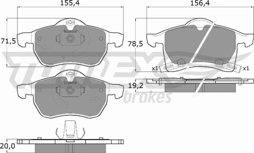 TOMEX brakes TX 12-22 - Brake Pad Set, disc brake autospares.lv