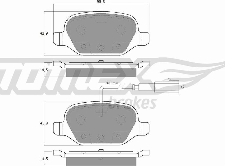 TOMEX brakes TX 12-702 - Brake Pad Set, disc brake autospares.lv