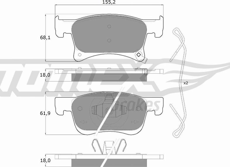 TOMEX brakes TX 17-93 - Brake Pad Set, disc brake autospares.lv