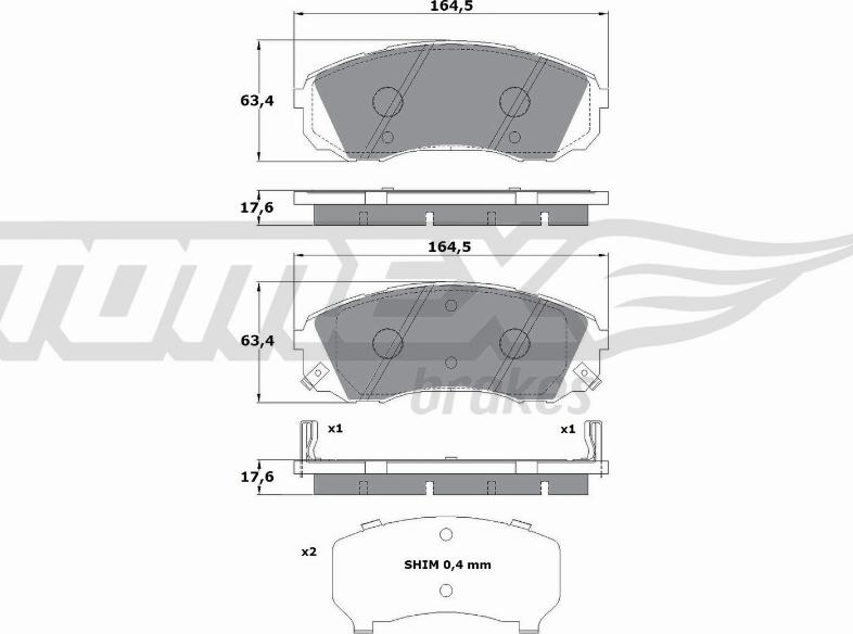 TOMEX brakes TX 17-49 - Brake Pad Set, disc brake autospares.lv