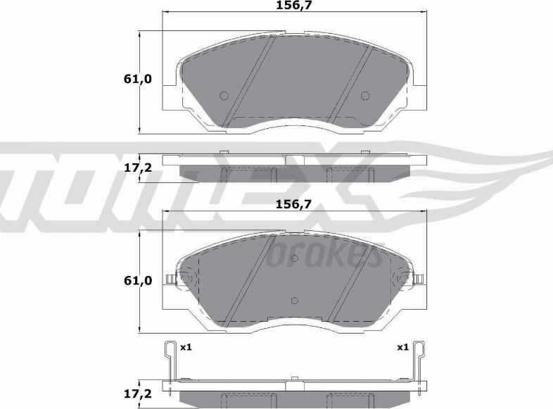 TOMEX brakes TX 17-44 - Brake Pad Set, disc brake autospares.lv