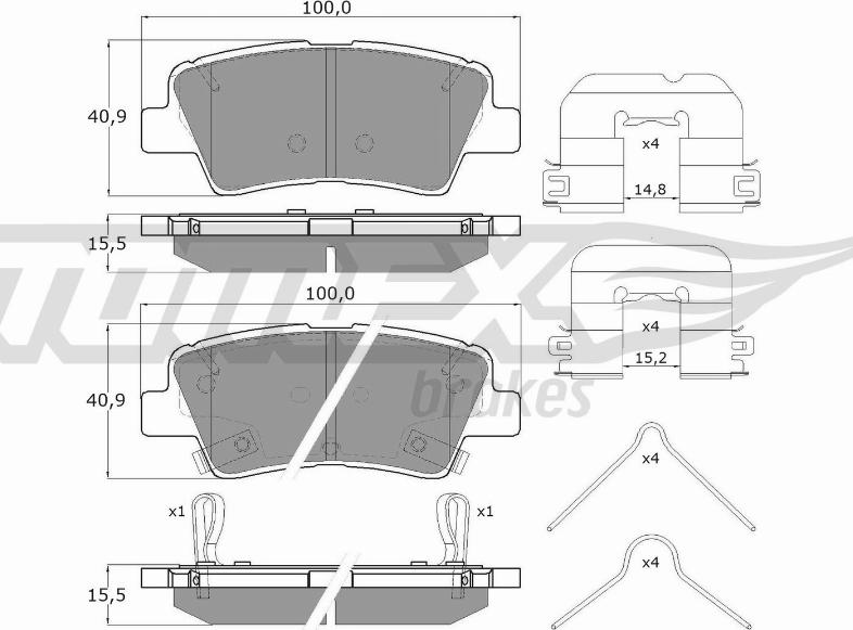 TOMEX brakes TX 17-481 - Brake Pad Set, disc brake autospares.lv