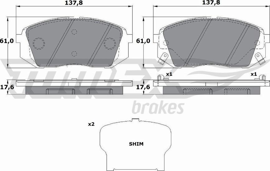 TOMEX brakes TX 17-47 - Brake Pad Set, disc brake autospares.lv