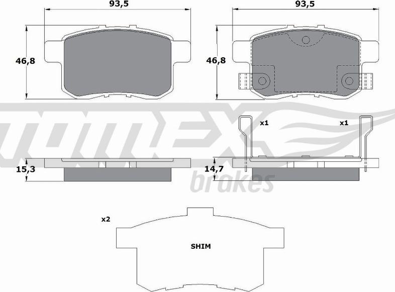 TOMEX brakes TX 17-54 - Brake Pad Set, disc brake autospares.lv