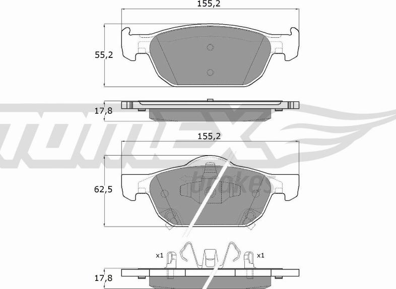 TOMEX brakes TX 17-51 - Brake Pad Set, disc brake autospares.lv