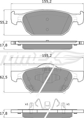 TOMEX brakes TX 17-51 - Brake Pad Set, disc brake autospares.lv