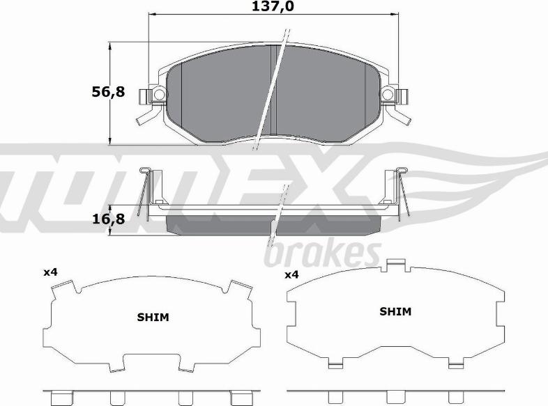 TOMEX brakes TX 17-65 - Brake Pad Set, disc brake autospares.lv