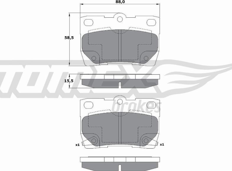 TOMEX brakes TX 17-61 - Brake Pad Set, disc brake autospares.lv