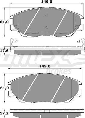 TOMEX brakes TX 17-09 - Brake Pad Set, disc brake autospares.lv