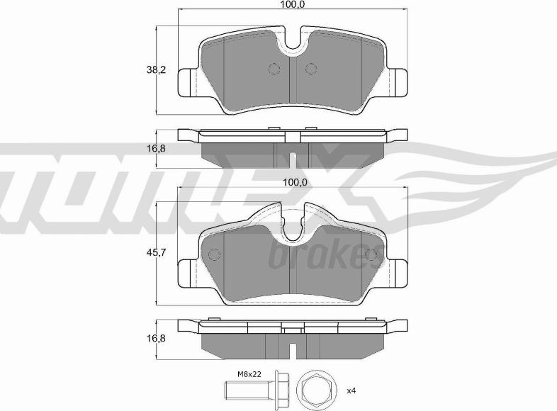 TOMEX brakes TX 17-83 - Brake Pad Set, disc brake autospares.lv