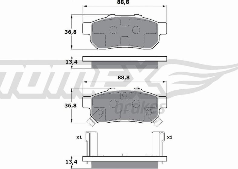 TOMEX brakes TX 17-22 - Brake Pad Set, disc brake autospares.lv