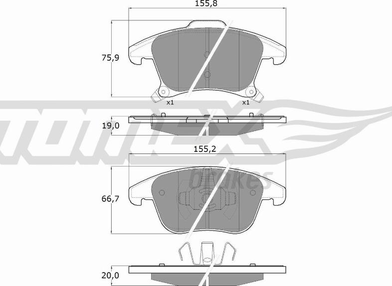 TOMEX brakes TX 17-75 - Brake Pad Set, disc brake autospares.lv