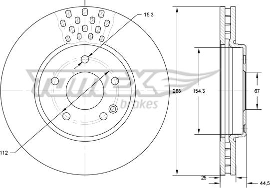 TOMEX brakes TX 74-09 - Brake Disc autospares.lv