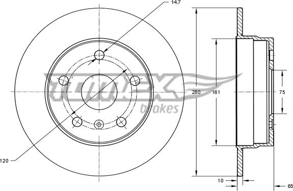 TOMEX brakes TX 74-00 - Brake Disc autospares.lv