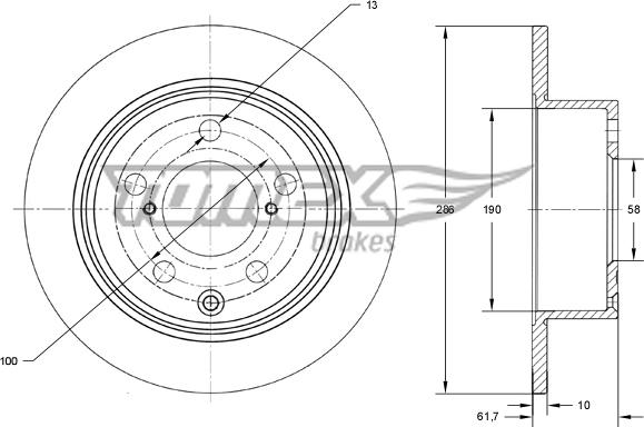 TOMEX brakes TX 74-15 - Brake Disc autospares.lv