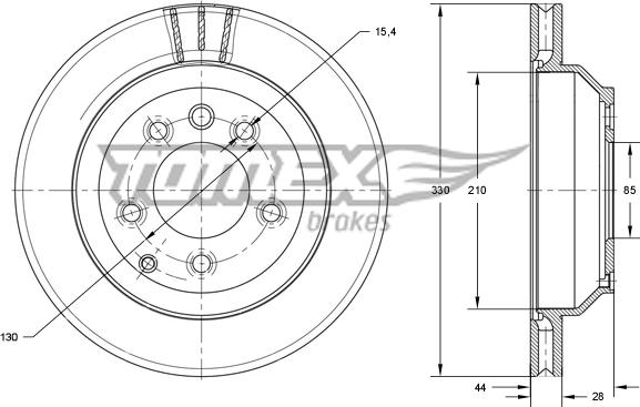 TOMEX brakes TX 74-16 - Brake Disc autospares.lv