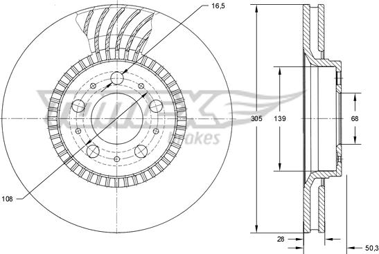 TOMEX brakes TX 74-13 - Brake Disc autospares.lv