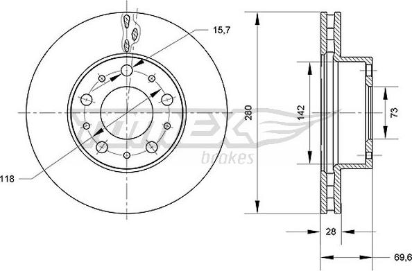 TOMEX brakes TX 70-95 - Brake Disc autospares.lv