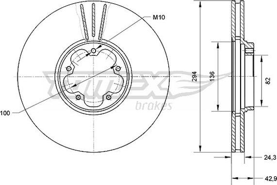 TOMEX brakes TX 70-96 - Brake Disc autospares.lv