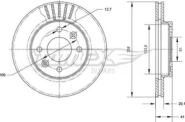 TOMEX brakes TX 70-45 - Brake Disc autospares.lv