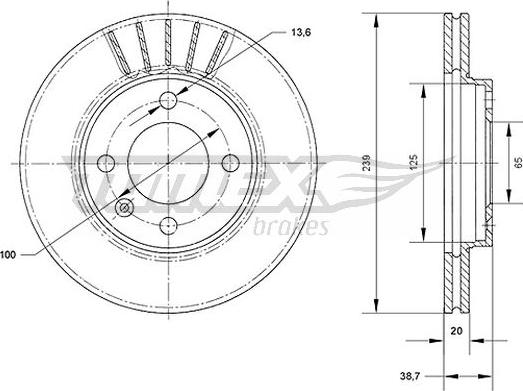 TOMEX brakes TX 70-46 - Brake Disc autospares.lv