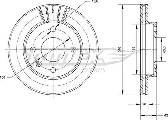 TOMEX brakes TX 70-40 - Brake Disc autospares.lv