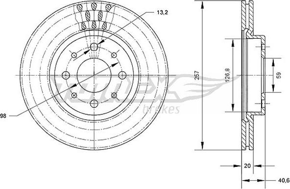 TOMEX brakes TX 70-42 - Brake Disc autospares.lv