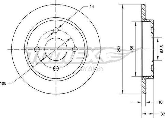 TOMEX brakes TX 70-47 - Brake Disc autospares.lv