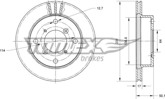 TOMEX brakes TX 70-59 - Brake Disc autospares.lv