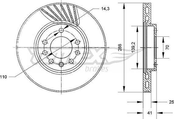 TOMEX brakes TX 70-55 - Brake Disc autospares.lv