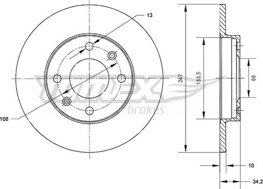 TOMEX brakes TX 70-50 - Brake Disc autospares.lv