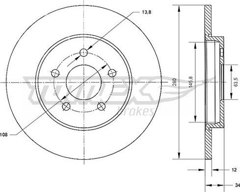 TOMEX brakes TX 70-53 - Brake Disc autospares.lv