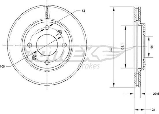 TOMEX brakes TX 70-64 - Brake Disc autospares.lv