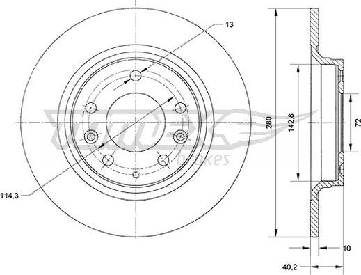 TOMEX brakes TX 70-66 - Brake Disc autospares.lv