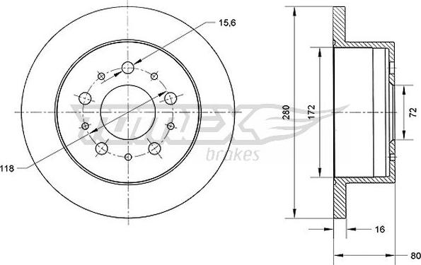 TOMEX brakes TX 70-61 - Brake Disc autospares.lv