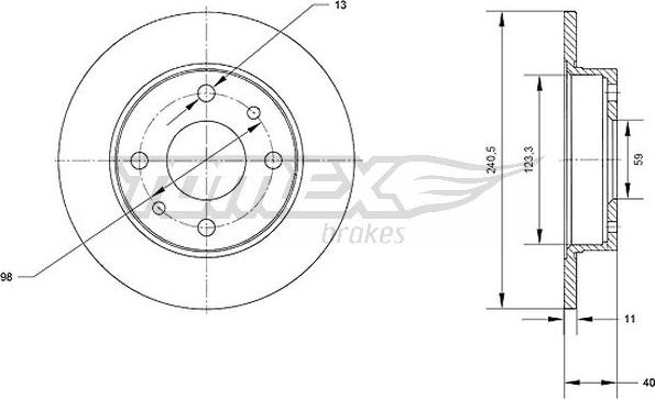 TOMEX brakes TX 70-04 - Brake Disc autospares.lv