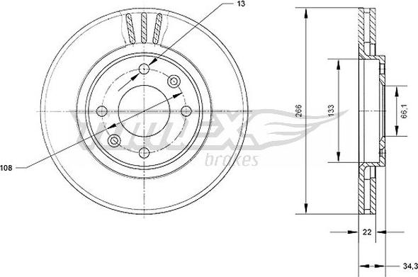 TOMEX brakes TX 70-05 - Brake Disc autospares.lv