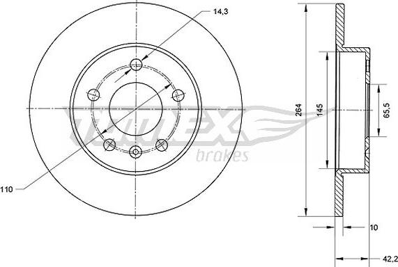 TOMEX brakes TX 70-06 - Brake Disc autospares.lv