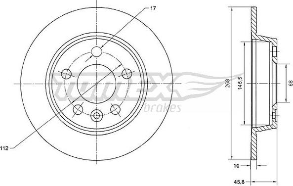 TOMEX brakes TX 70-16 - Brake Disc autospares.lv