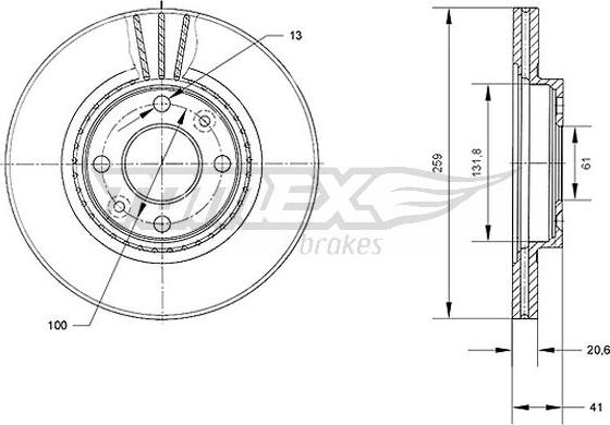 TOMEX brakes TX 70-10 - Brake Disc autospares.lv