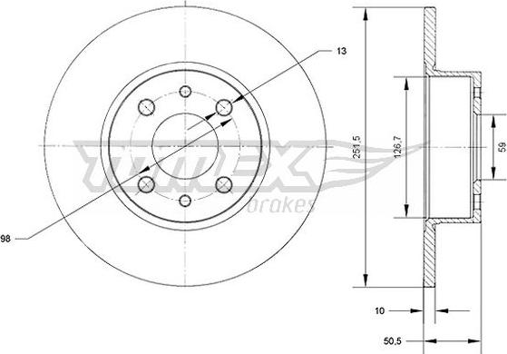 TOMEX brakes TX 70-89 - Brake Disc autospares.lv