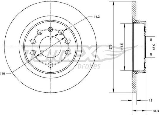 TOMEX brakes TX 70-81 - Brake Disc autospares.lv