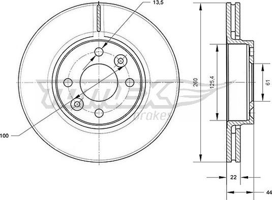 TOMEX brakes TX 70-34 - Brake Disc autospares.lv