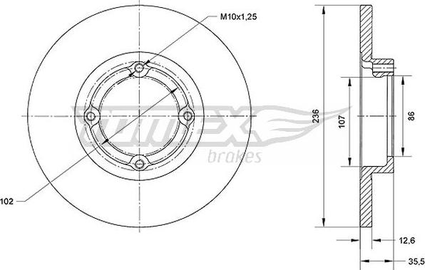 TOMEX brakes TX 70-33 - Brake Disc autospares.lv