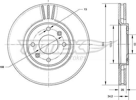 TOMEX brakes TX 70-24 - Brake Disc autospares.lv