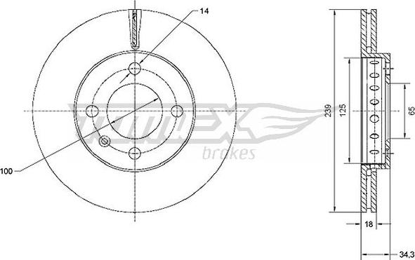 TOMEX brakes TX 70-20 - Brake Disc autospares.lv