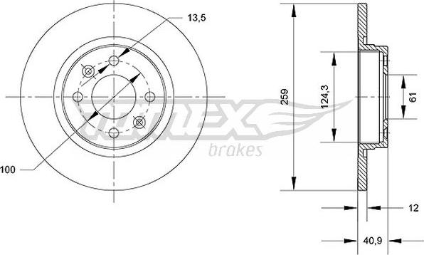 TOMEX brakes TX 70-76 - Brake Disc autospares.lv