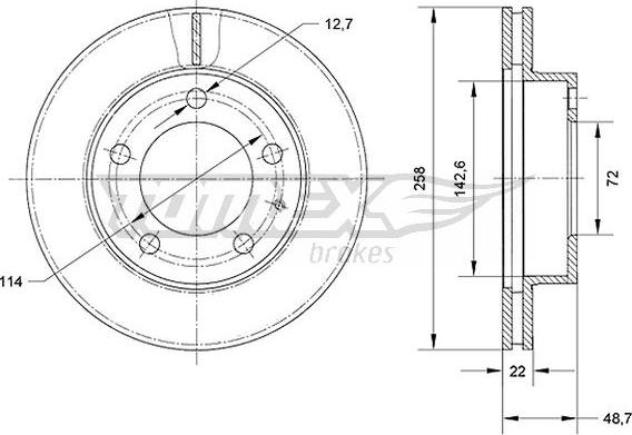 TOMEX brakes TX 70-70 - Brake Disc autospares.lv