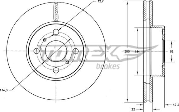 TOMEX brakes TX 70-72 - Brake Disc autospares.lv